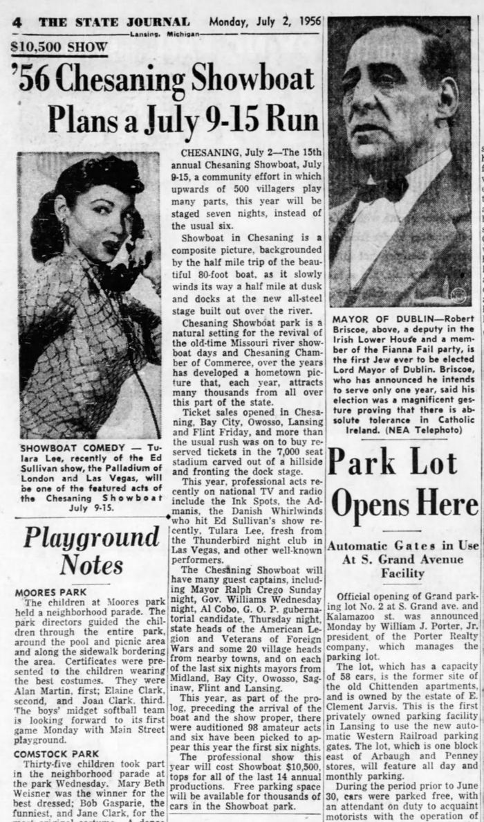 Chesaning Showboat - JULY 1956 ARTICLE